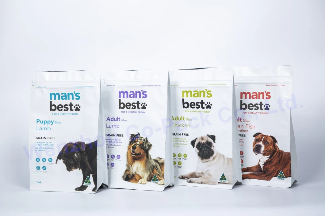 Flat Bottom Flexible Dog & Cat Food/Pet Food Zipper Packaging Bag/Pet Food Packaging Side Gusset Bag