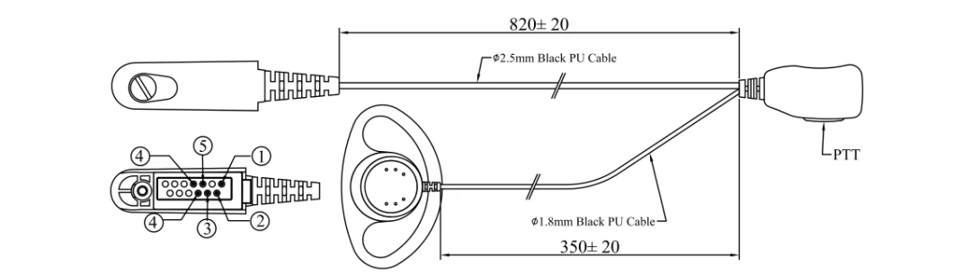 Walkie Talkies Headset with Mic 2 Pin G Shape Volume Adjustable Earpiece Mic for IC-F43gt, Icom 2100d, IC-F1100d, IC-F3103D 2 Way Radios