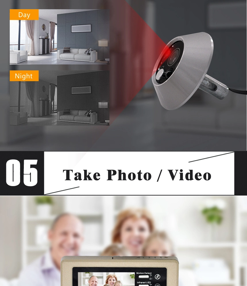 Digital Peephole Viewer Video Doorbell Door Peephole Camera with Photo Taking and Video Recording Function
