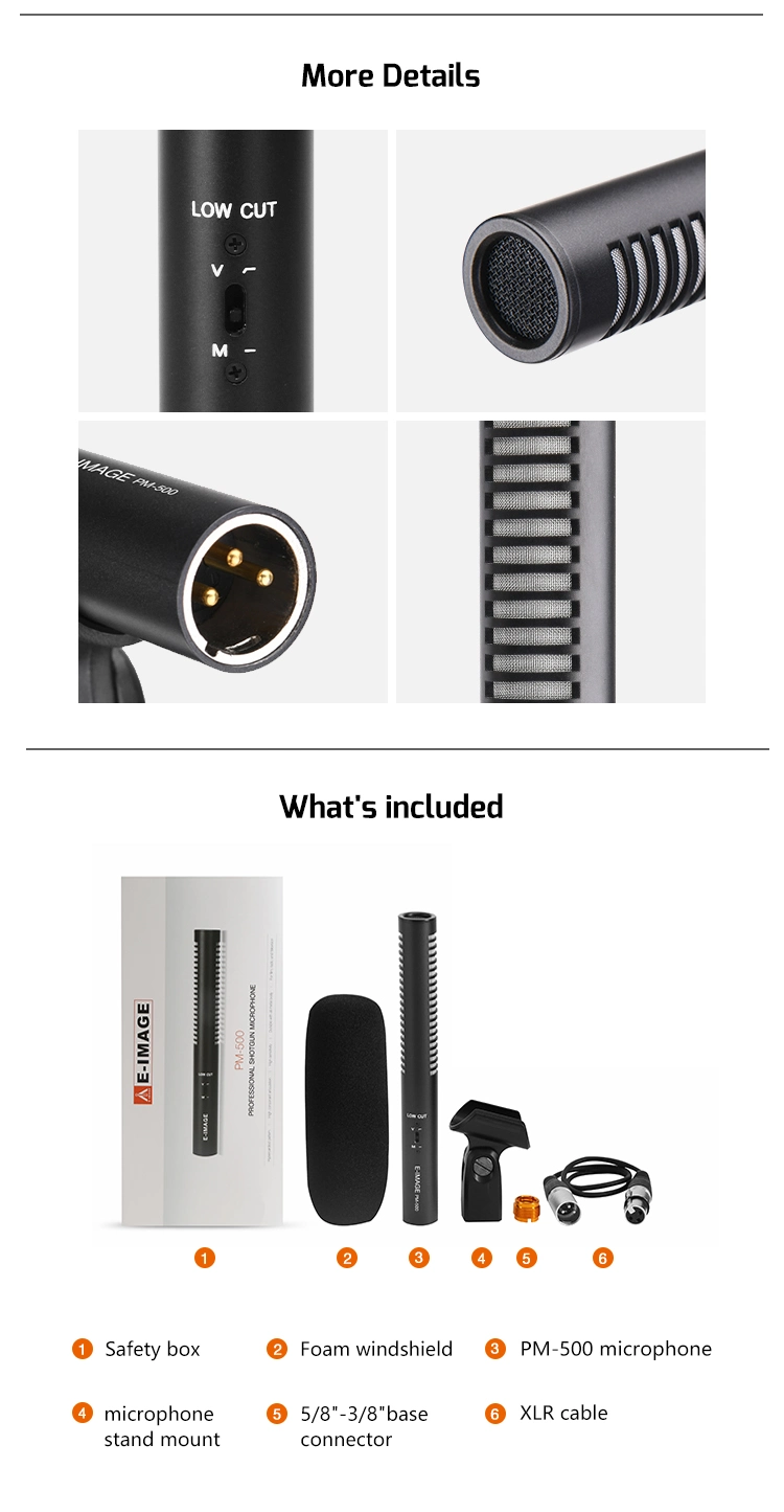 E-Image Hyper-Cardioid Directional Professional Condenser Shotgun Microphone (PM-500)