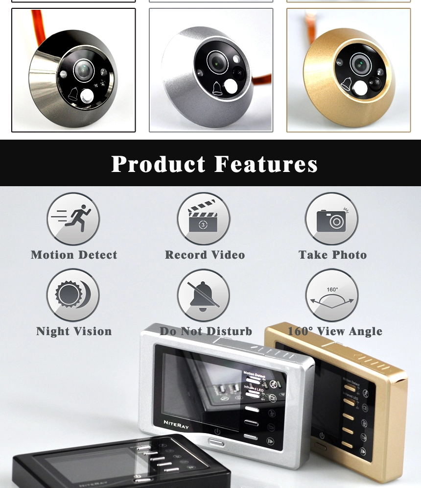 Digital Peephole Viewer Video Doorbell Door Peephole Camera with Photo Taking and Video Recording Function