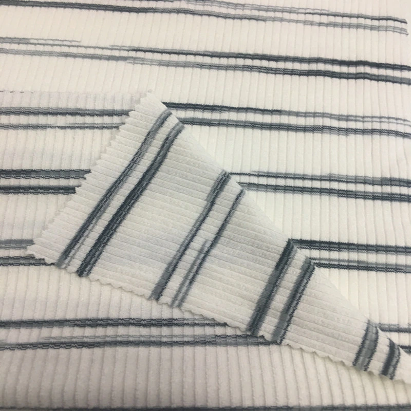 R/T/Sp 235GSM 4X2 Yarn Dyed Stripe Rib Knit Fabric for Girls Wear