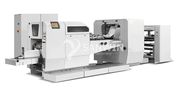 Full Automatic Flat and Satchel Bottom Food Paper Bag Making Machine with Plastic Window