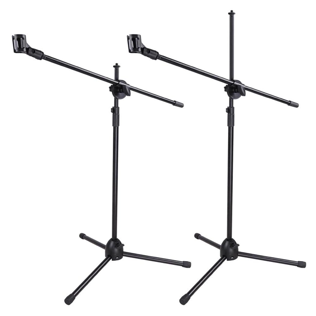 Telescoping Microphone Stand Mic Clip 360 Degree Stage Studio Holder Tripod