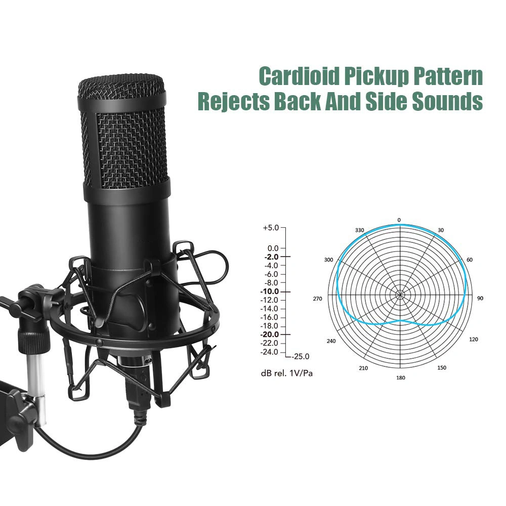 Wholesale Factory Table Stand Microphone Gaming Condenser Mic with USB Voice Recording Microphone