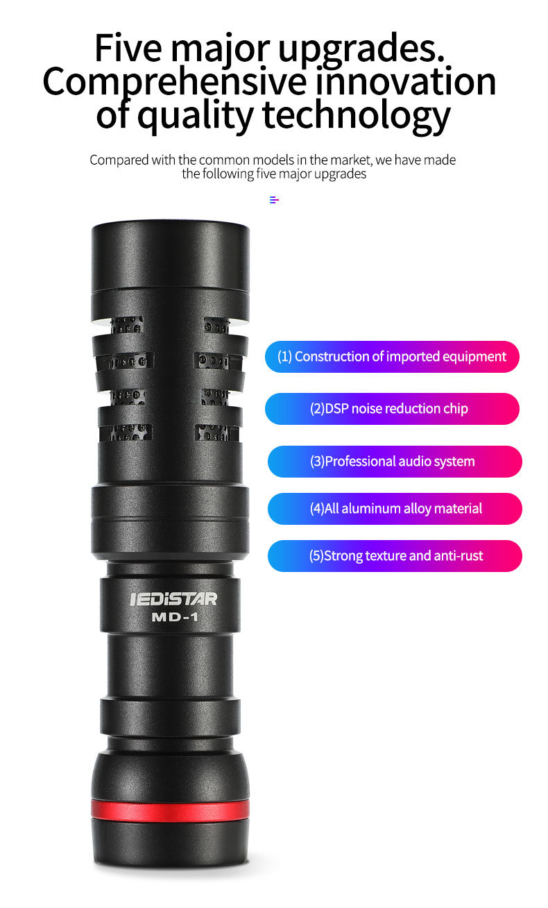 Universal Video Microphone on-Camera Mini Recording Shotgun Mic, Directional Condenser for DSLR, Camcorder, iPhone, Android Smartphones, Mac, Tablet
