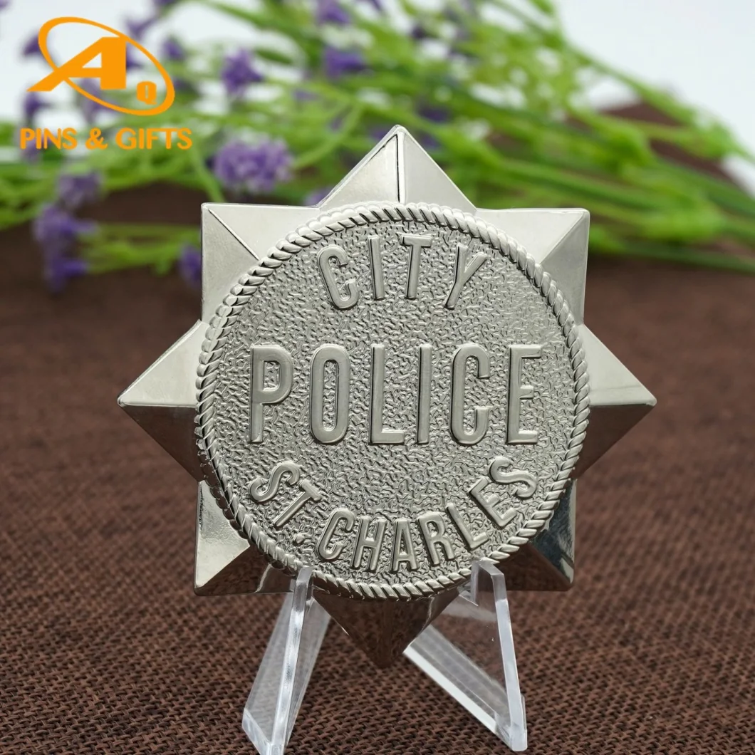 Promotion Gift Emblem Button Crafts Clutch Manufacturing with Attachment Suppliers Metal Custom Security Police Badges
