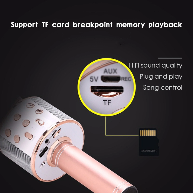 Electroplated Color Portable Bluetooth Karaoke Microphone Home KTV Handheld Recording Wireless Professional Microphone Speaker
