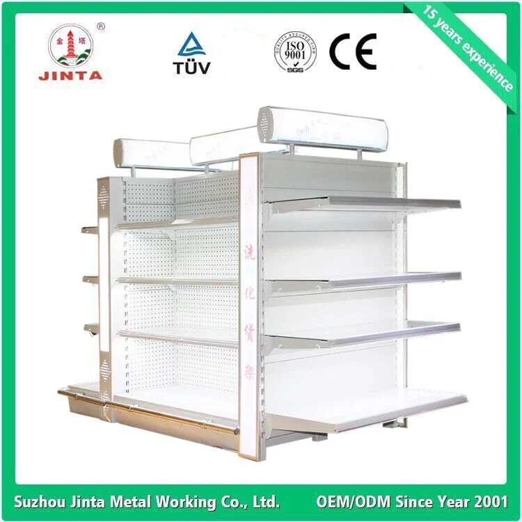 Double Sided Shelf with Wooden Material Back Board