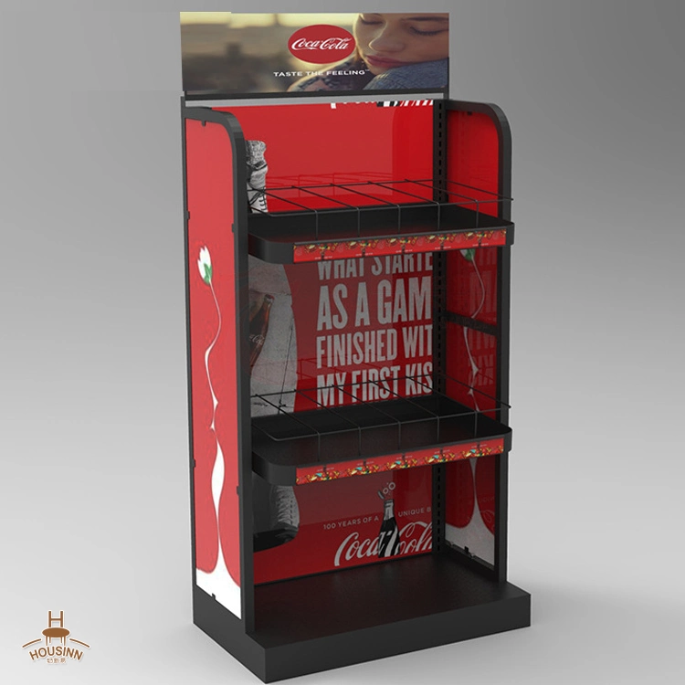 Cola Pop POS Retail Shelf Supermarkets Rack Bottle Beverage Display Stand
