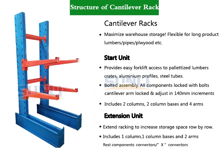 Customized Steel Manufacture Warehouse Metal Heavy Duty Shelves Cantilever Racking