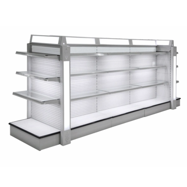 Four Sided Cosmetic Display Shelf with Light Box Supermarket Shelf Rack