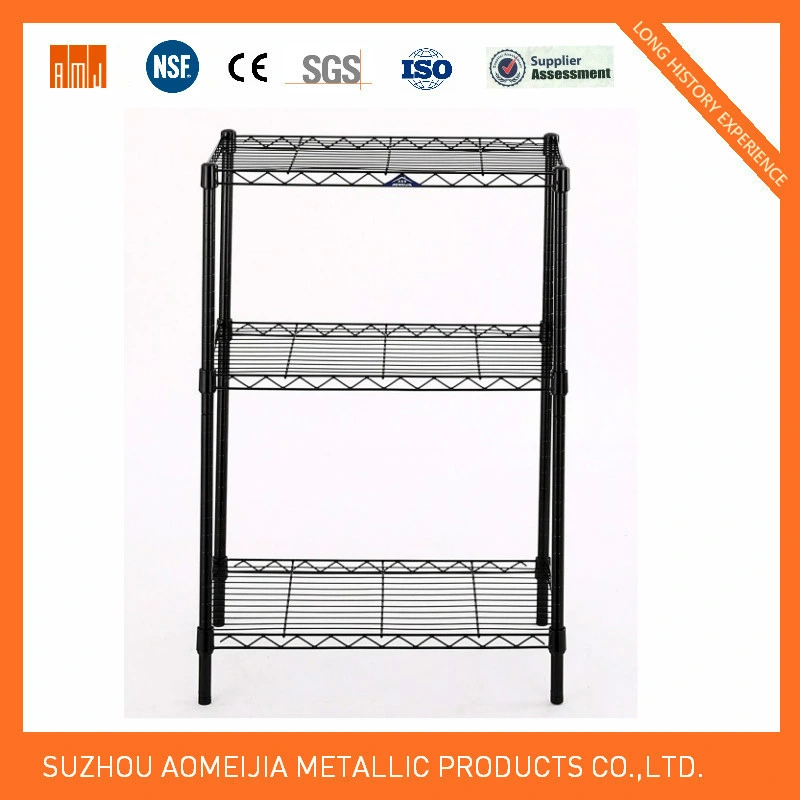 Ce ISO SGS Approved 4 Tier Black Heavy Duty Wire Display Rack