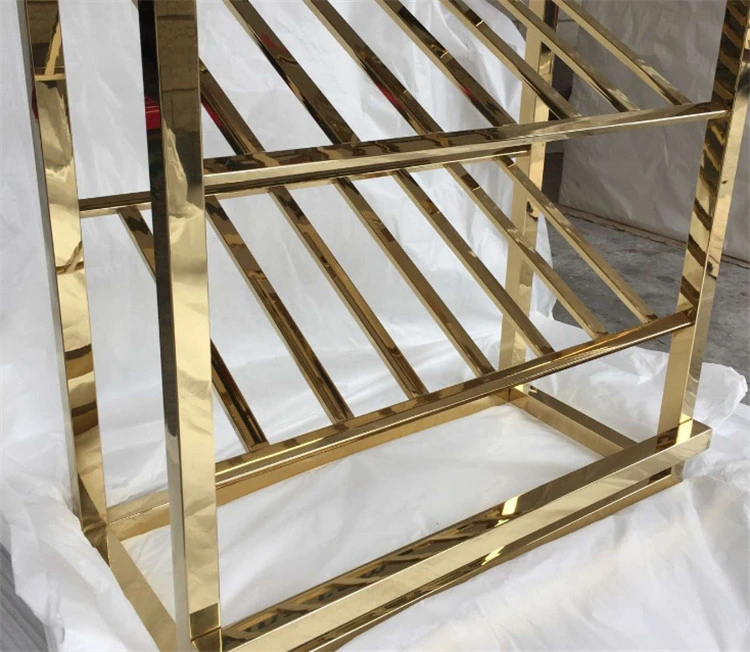 Golden Mirror Finish Freestanding Stainless Steel Shelf Display Rack