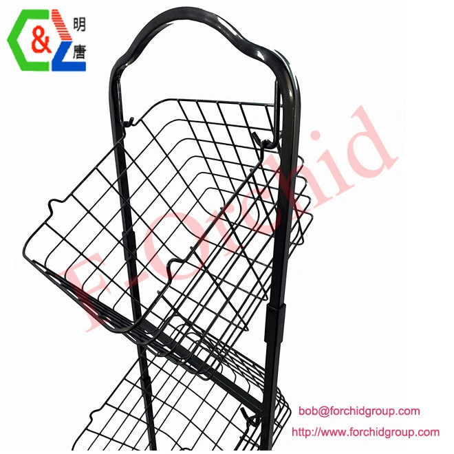 3-Tier Metal Market Basket Display Rack for Stores
