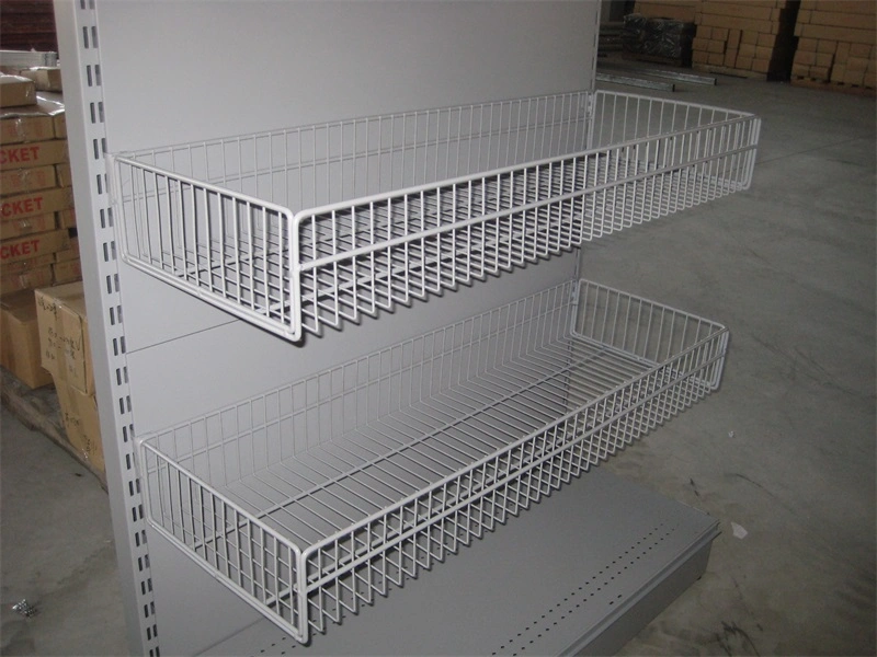 New Type Metal Display Rack Supermarket Shelf with Basket