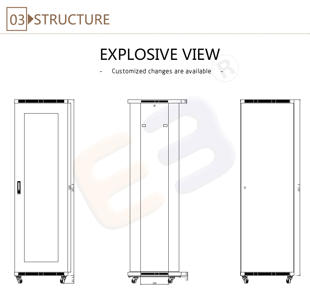 19inch Rack Mount Cabinet Windows Type Glass Door Network Cabinet