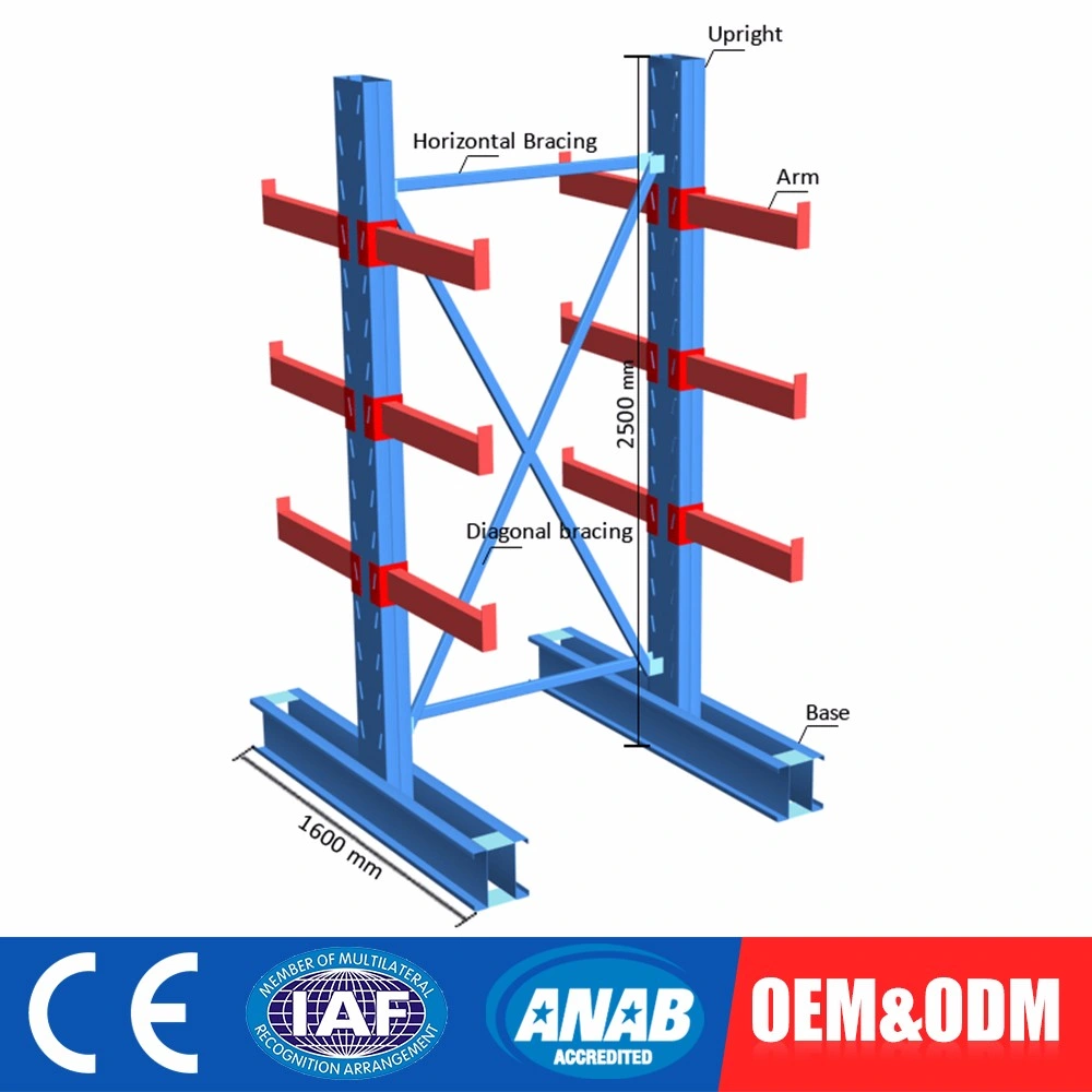 Custom Size Tube Warehouse Cantilever Racking Storage Shelf for Rebar Storage