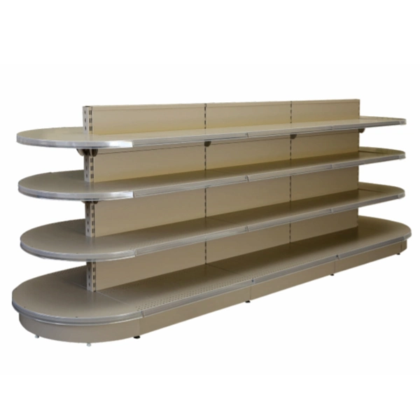 Double Sided Shelf with Round End Supermarket Display Rack