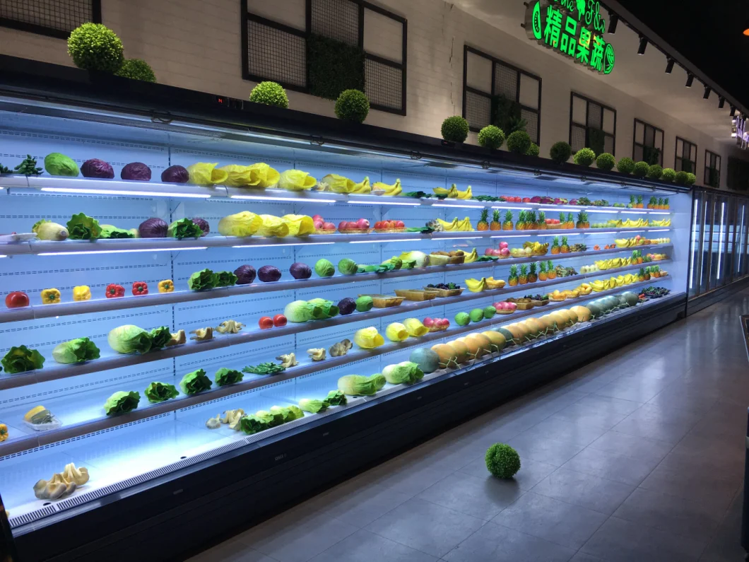 Fruits and Vegetable Display Refrigerator Commercial Display Cooler Open Chiller for Supermarket