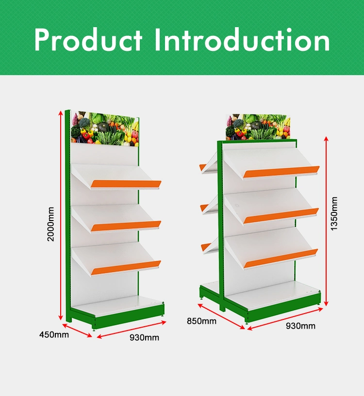 Collapsible Knock Down Sloped Metal Vegetable and Fruit Display Shelf