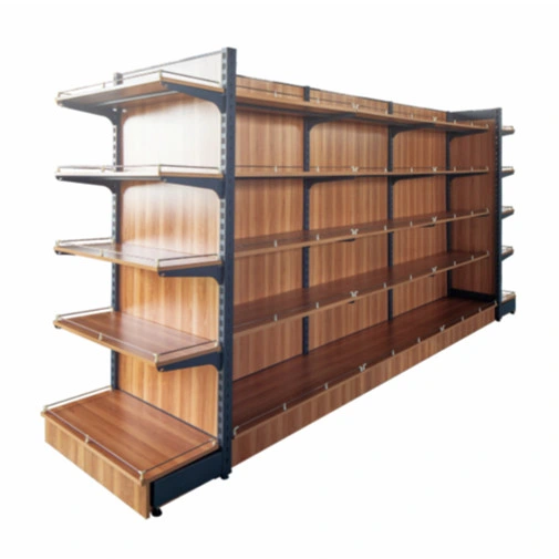 Hot Gondola Supermarket Display Wooden Shelf
