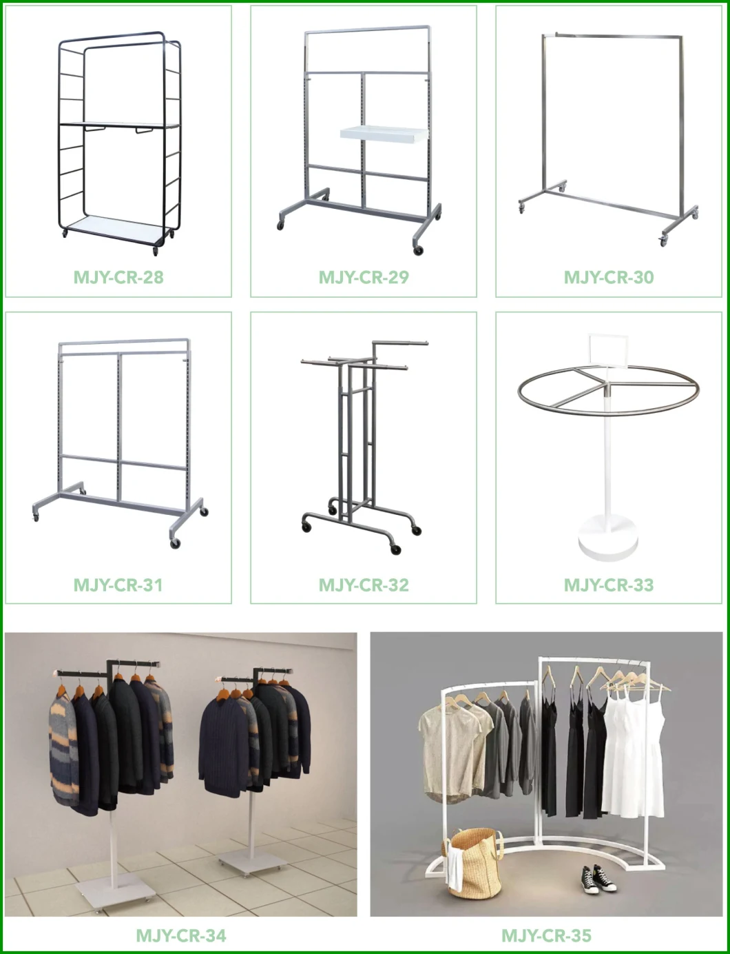 Black Coating Hanging Clothes Display Retail Clothing Rack with Wheels