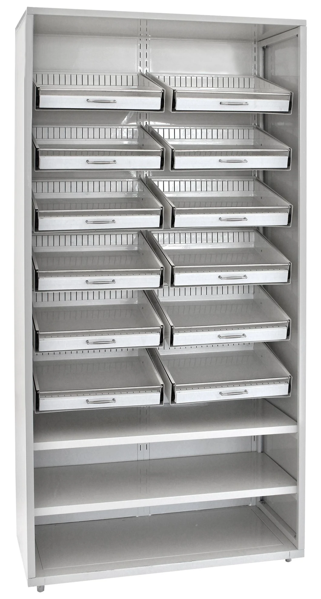 Factory Price Hospital Steel Adjustable Medicine Pharmacy Tray Display Rack Storage Shelf
