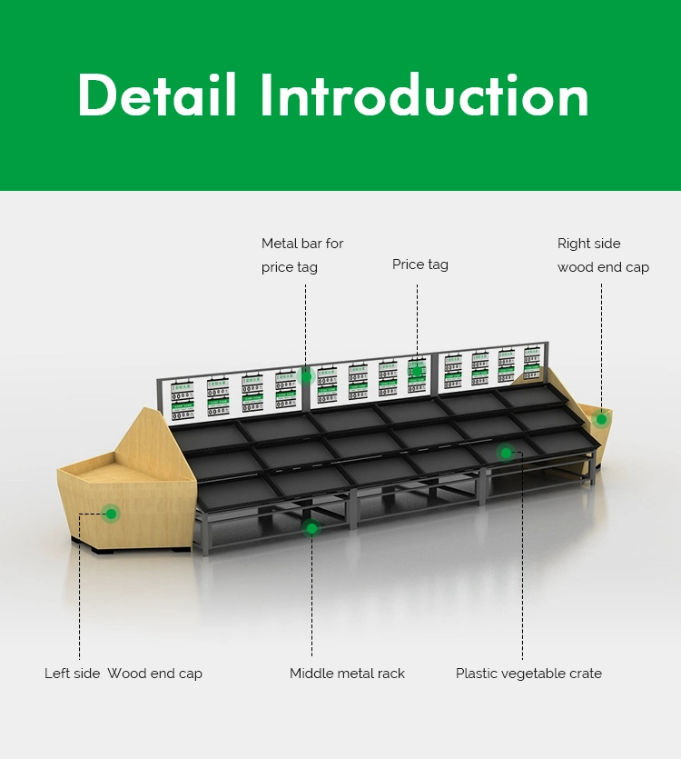 Stainless Steel Double Sided Supermarket Vegetable Display Shelf