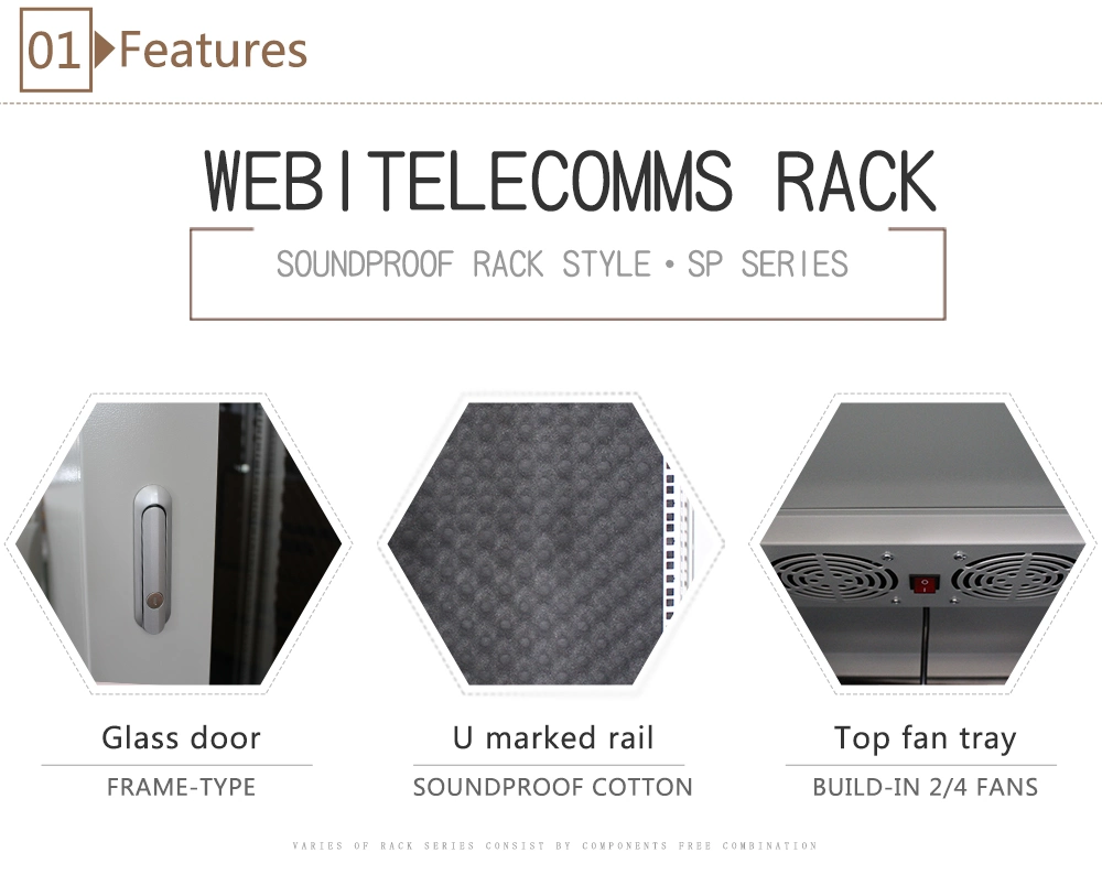 Glass Door Soundproof 19inch Network Cabinet Rack for Data Center