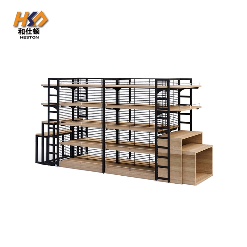 Multifunctional Shelf Wood Steel Supermarket Display Shelf Supermarket Shelves