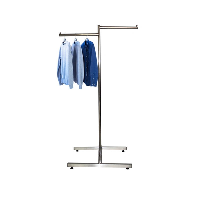 European Shopping Mall 2 Way Stand Clothes Rack Heavy Duty Chrome Removable Clothing Rack