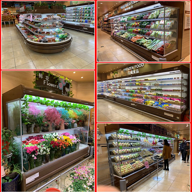 Supermarket Upright Fruit Vegetable Refrigerator Freezer Fridge Display Air Curtain Chiller for Supermarket Store Shop