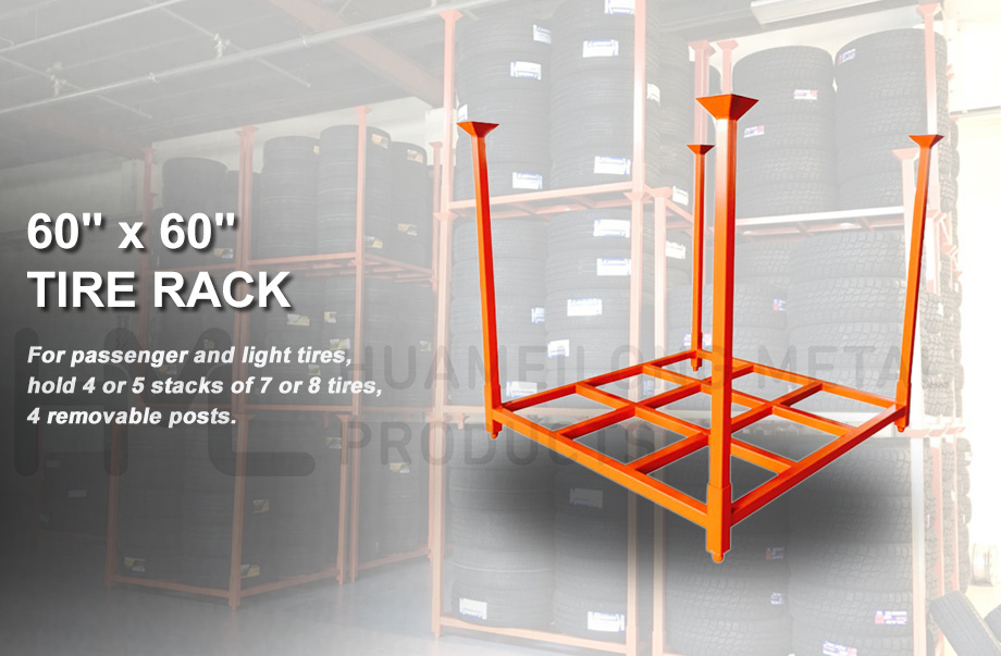 Hollow Tube Square Demountable Stackable Mtal Truck Tire Storage Rack