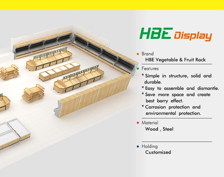 High Quality Supermarket Metal Flooring Fruit and Vegetable Display Shelf