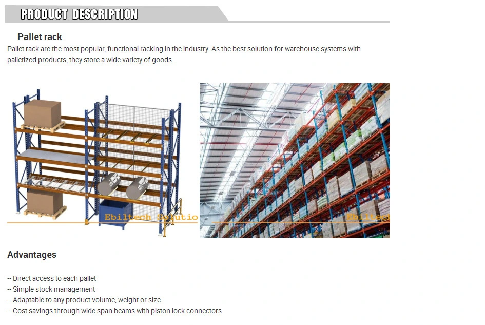 Adjustable Storage Racking Pallet Rack System for Warehouse Storage