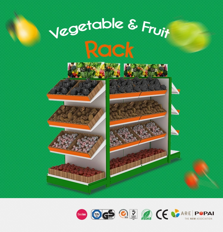Collapsible Knock Down Sloped Metal Vegetable and Fruit Display Shelf