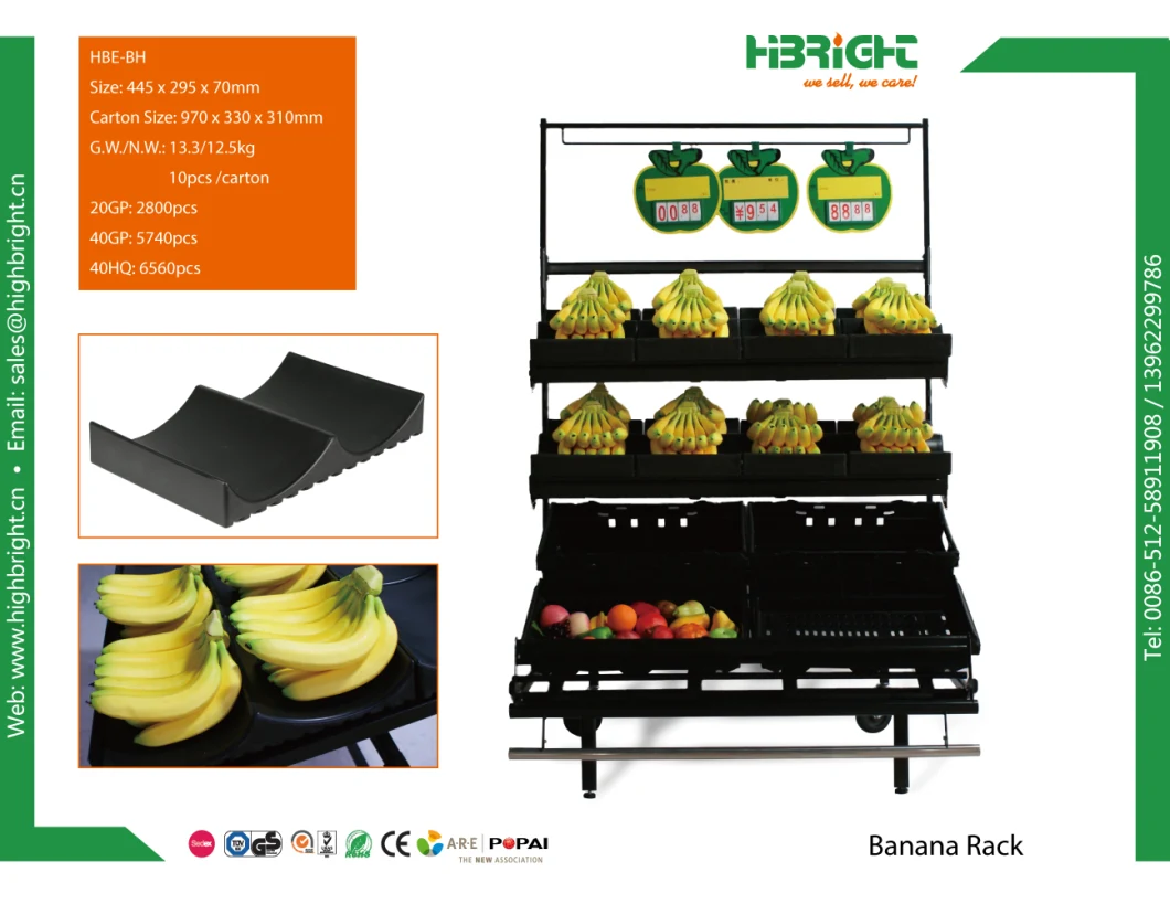 Supermarket Vegetable Display Rack Plastic Banana Step Riser