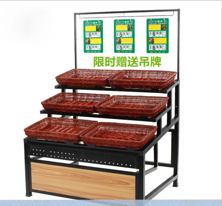 Two-Three Tiers Single Side Metal Vegetables and Fruits Display Shelf