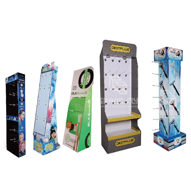 Custom Advertising Cardboard Shipper Display Shelf Rack, Retail Cardboard Pop Floor Foldable Display Stand