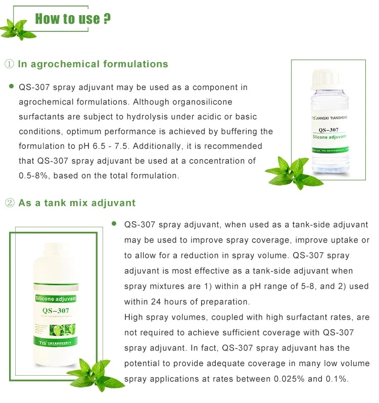 QS-307 Silicone Adjuvant Use with a Wide Range of Fungicides, Insecticides and Some Nutrients to Improve Efficacy