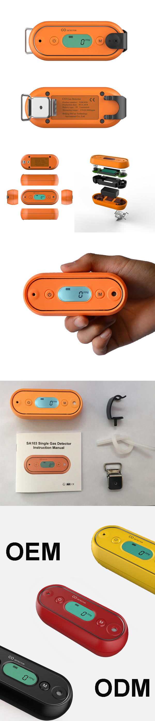 Waterproof Military Co Gas Detector for Soldier Outdoor Training Exercises