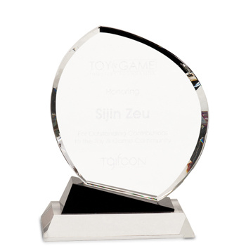 Elliptic Trapezoidal Crystal Glass Trophy with Trapezoid Base