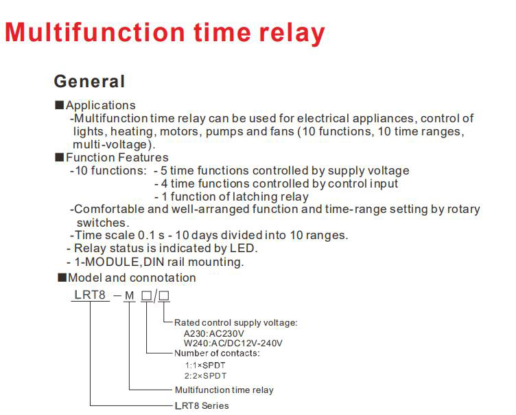 Lrt8-M1 Multifunction Time Relay, Ce Proved Lrt8 Multifunction Time Relay, AC/DC 12V-240V Multifunction Time Relay