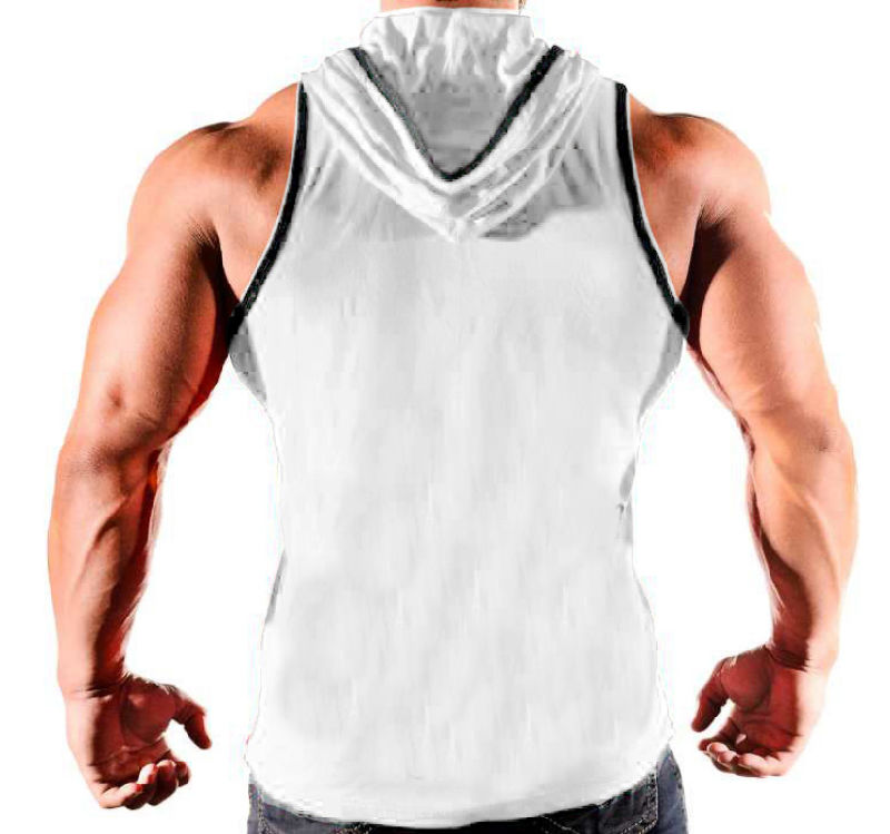 Men's Workout Tank Top Hoodie with Front Pocket