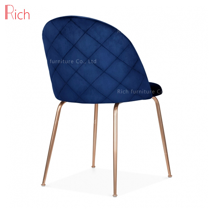 Modern Dining Room Chair Polished Gold Legs blue Velvet Nordic Chair