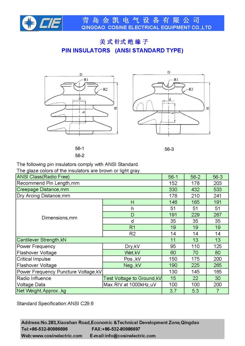 Porcelain Ceramic Pin Type Insulator/High Voltage Insulator