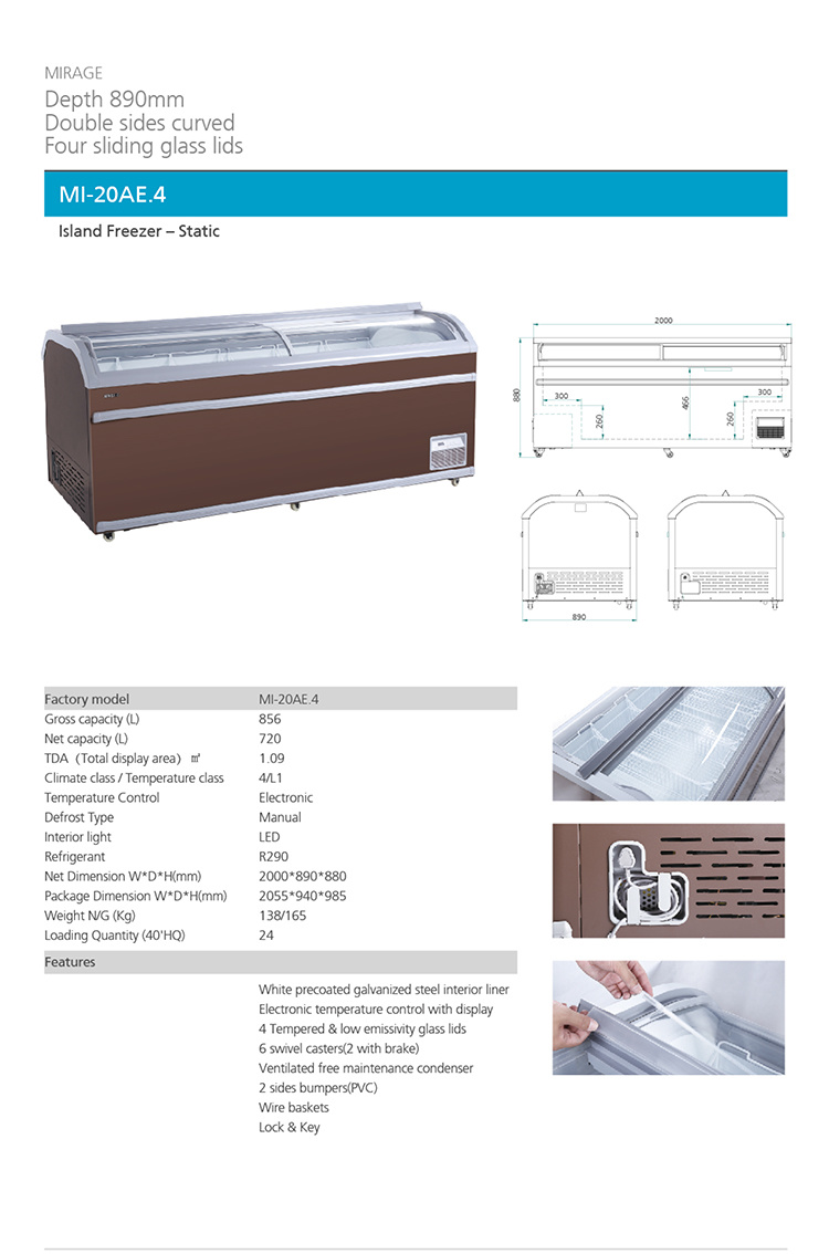 3 Doors Open Cooling Supermarket for Fruit Open Display Chiller