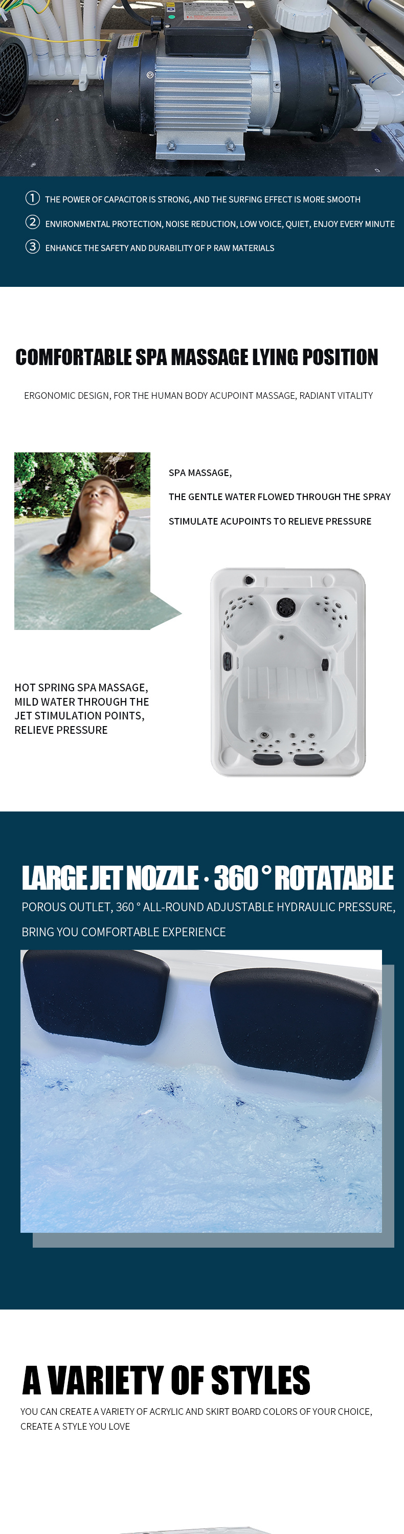 Hotel/Villa Customized Outdoor Hot Tub Massage Swim SPA with 4 Seats