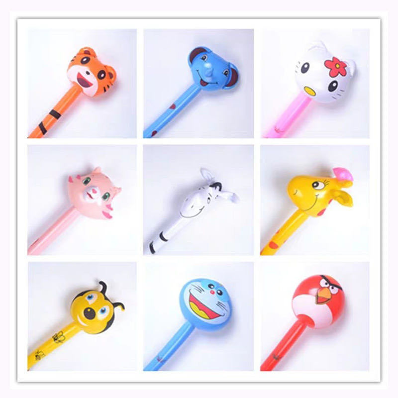 PVC Inflatable Toy Long Stick Cartoon Animal Long Stick Child Holding Cheer Stick PE Inflatable La La Stick